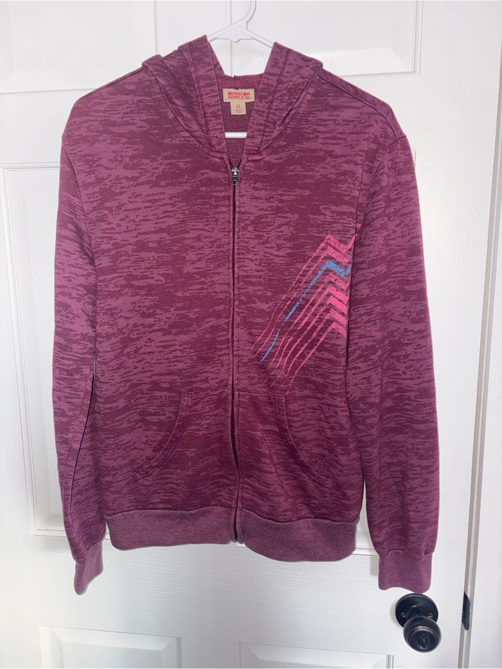 Mossimo Supply Co. Maroon Zip Hoodie with Subtle Texture